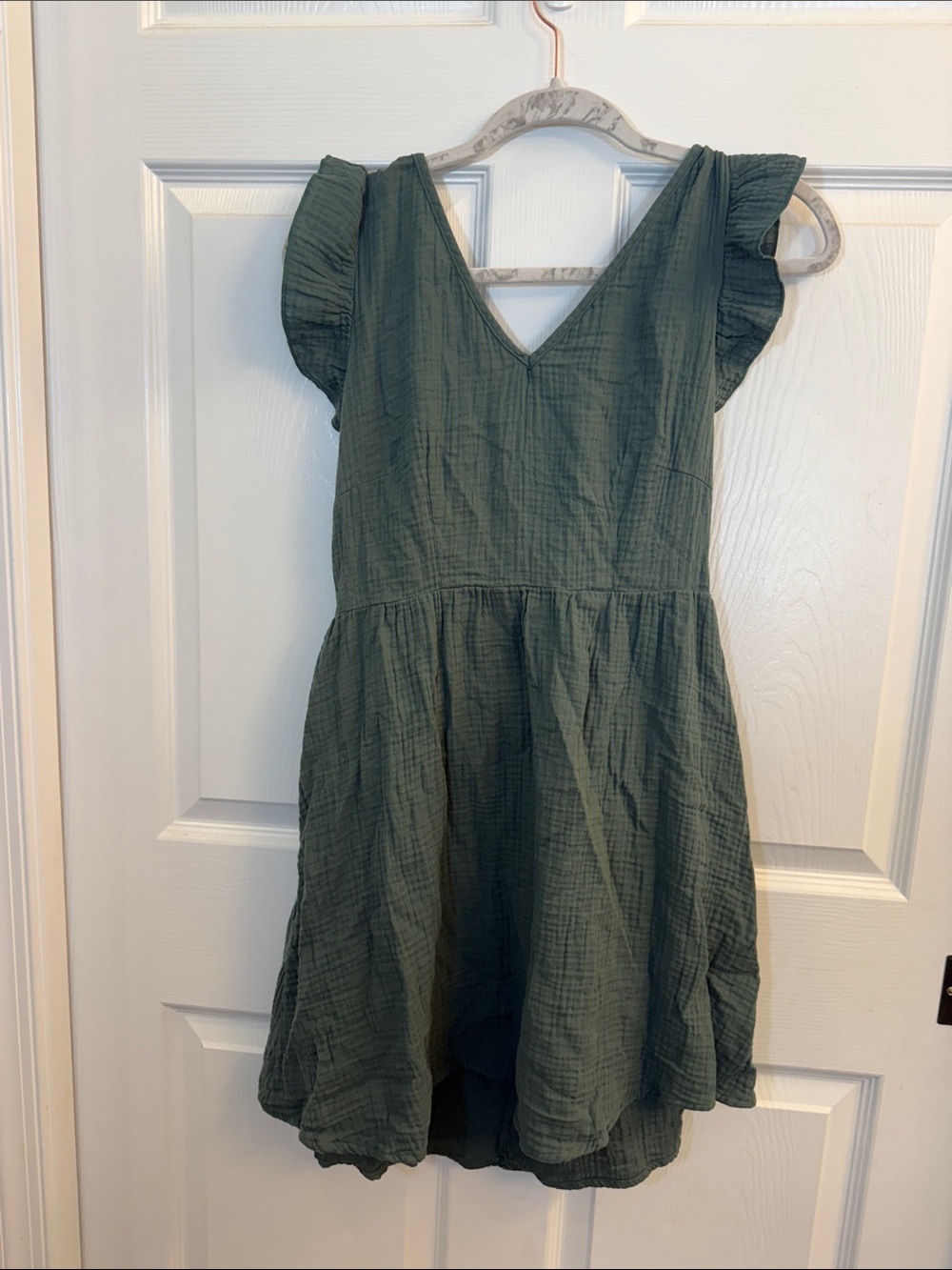 Cupshe Olive Green Flutter Sleeve Casual Dress for Girls